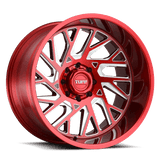 Tuff T4B Candy Red W/ Milled Spoke 24x14 -72 6X139.7 112.1