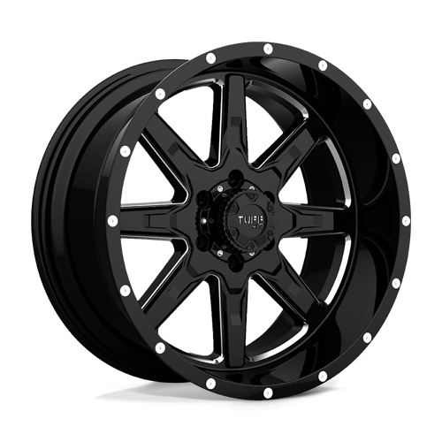 Tuff T15 Gloss Black W/ Milled Spokes 22x10 -19 5X114.3 74.1
