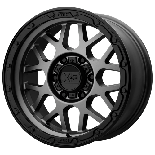 XD XD135 GRENADE OR Matte Gray W/ Matte Black Lip 17x9 +18 8X180 124.2