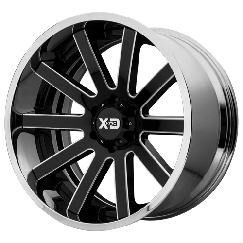 XD XD200 HEIST Gloss Black Milled Center W/ Chrome Lip 22x10 -18 5X139.7 78