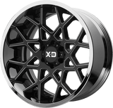 XD XD203 CHOPSTIX Gloss Black Milled Center W/ Chrome Lip 22x10 -18 5X139.7 78