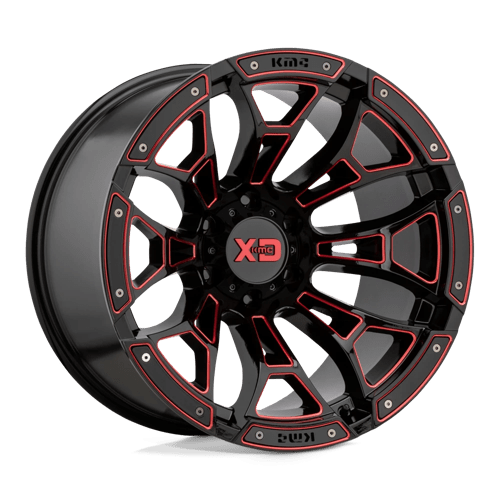 XD XD841 BONEYARD Gloss Black Milled W/ Red Tint 20x10 -18 8X170 125.5
