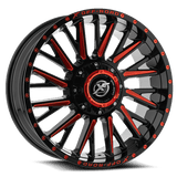 XF OFFROAD XF-226 GLOSS BLACK RED MILLED 20x10 -12 8x165.1/8x170 125.2