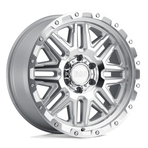 Black Rhino Hard Alloys ALAMO Silver W/ Mirror Face & Stainless Bolts 20x9 +12 6X139.7 112.1