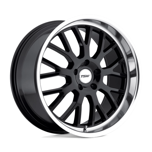 TSW TREMBLANT Gloss Black W/ Mirror Cut Lip 18x9.5 +35 5X112 72.1