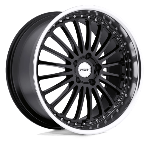 TSW SILVERSTONE Gloss Black W/ Mirror Cut Lip 19x8 +20 5X114.3 76.1