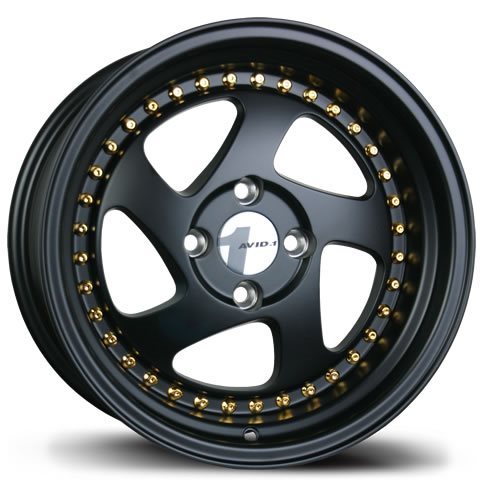 Avid 1 AV-19 MATTE BLACK W/ GOLD 15x8 +25 4X100 73.1