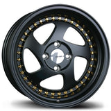 Avid 1 AV-19 MATTE BLACK W/ GOLD 15x8 +25 4X100 73.1