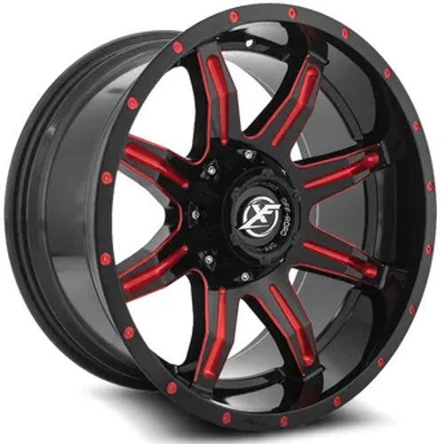 XF OFFROAD XF-215 Gloss Black Milled Red 20x9 +0 5x127/5x139.7 110.3
