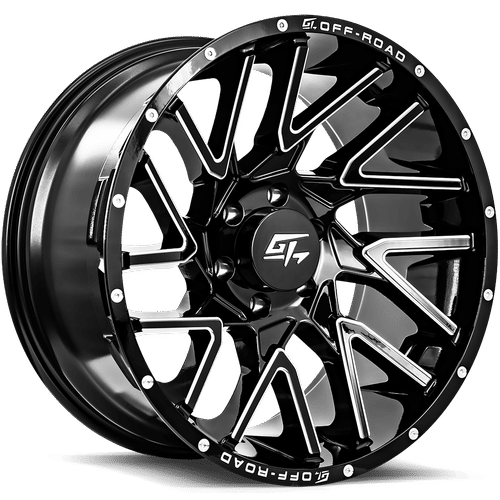 GT OFFROAD AGGRESSION Gloss Black Milled 20x9 +12 8x170 125.2