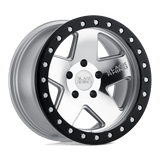 Black Rhino Hard Alloys CRAWLER Silver W/ Mirror Face & Black Lip Ring 17x8.5 +0 6X135 87.1