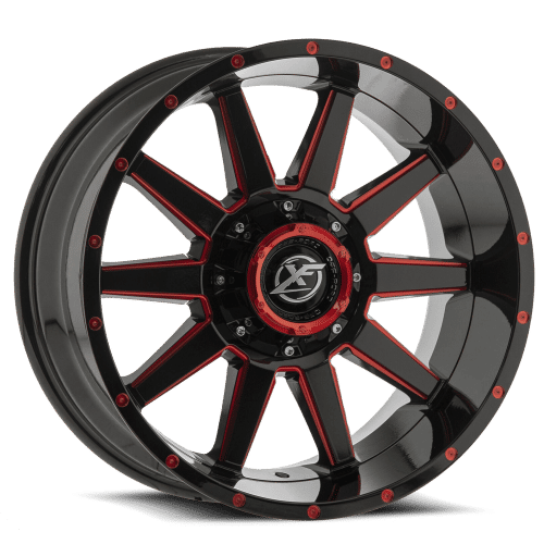 XF OFFROAD XF-219 Black Milled Red 20x10 -12 6x135/6x139.7 106.4