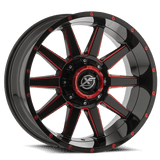 XF OFFROAD XF-219 Black Milled Red 20x10 -12 6x135/6x139.7 106.4