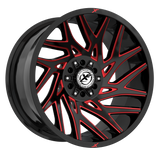 XF OFFROAD XF-229 Gloss Black & Red Milled 20x10 -12 5x127/5x139.7 78.1