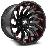 XF OFFROAD XF-224 Gloss Black Red Milling 20x10 -12 5x127/5x139.7 78.1