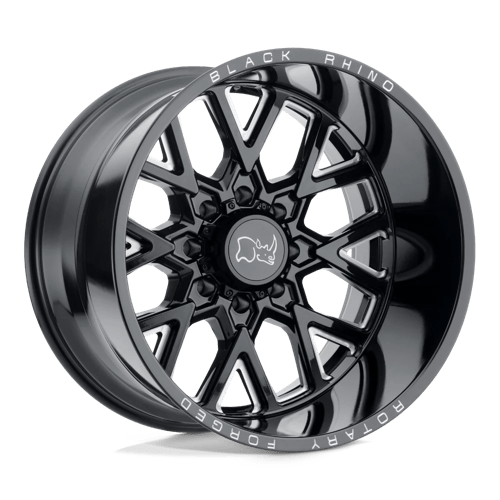 Black Rhino Hard Alloys GRIMLOCK Gloss Black & Milled 24x14 -76 8X180 125.1