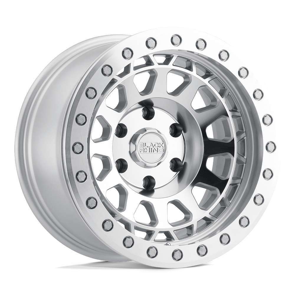 Black Rhino Hard Alloys PRIMM BEADLOCK Silver W/ Mirror Face & Machined Ring 17x8.5 -38 5X114.3 71.6