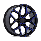 Performance Replicas PR176 Gloss Black Machined W/ Blue Milling 22x9 +24 6X139.7 78.1