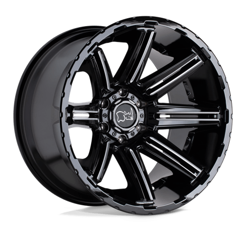 Black Rhino Hard Alloys RAMPAGE Gloss Black W/ Mirror Cut Face & Translucent Clear 20x9.5 +12 6X135 87.1