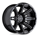 Black Rhino Hard Alloys RAMPAGE Gloss Black W/ Mirror Cut Face & Translucent Clear 20x12 -44 8X165.1 125.1
