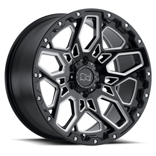 Black Rhino Hard Alloys SHRAPNEL Gloss Black W/ Milled Spokes 17x9.5 +12 6X135 87.1