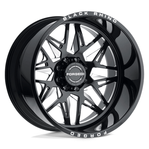 Black Rhino Hard Alloys TWISTER Gloss Black W/ Milled Spokes Directional 24x14 -76 5X127 71.6